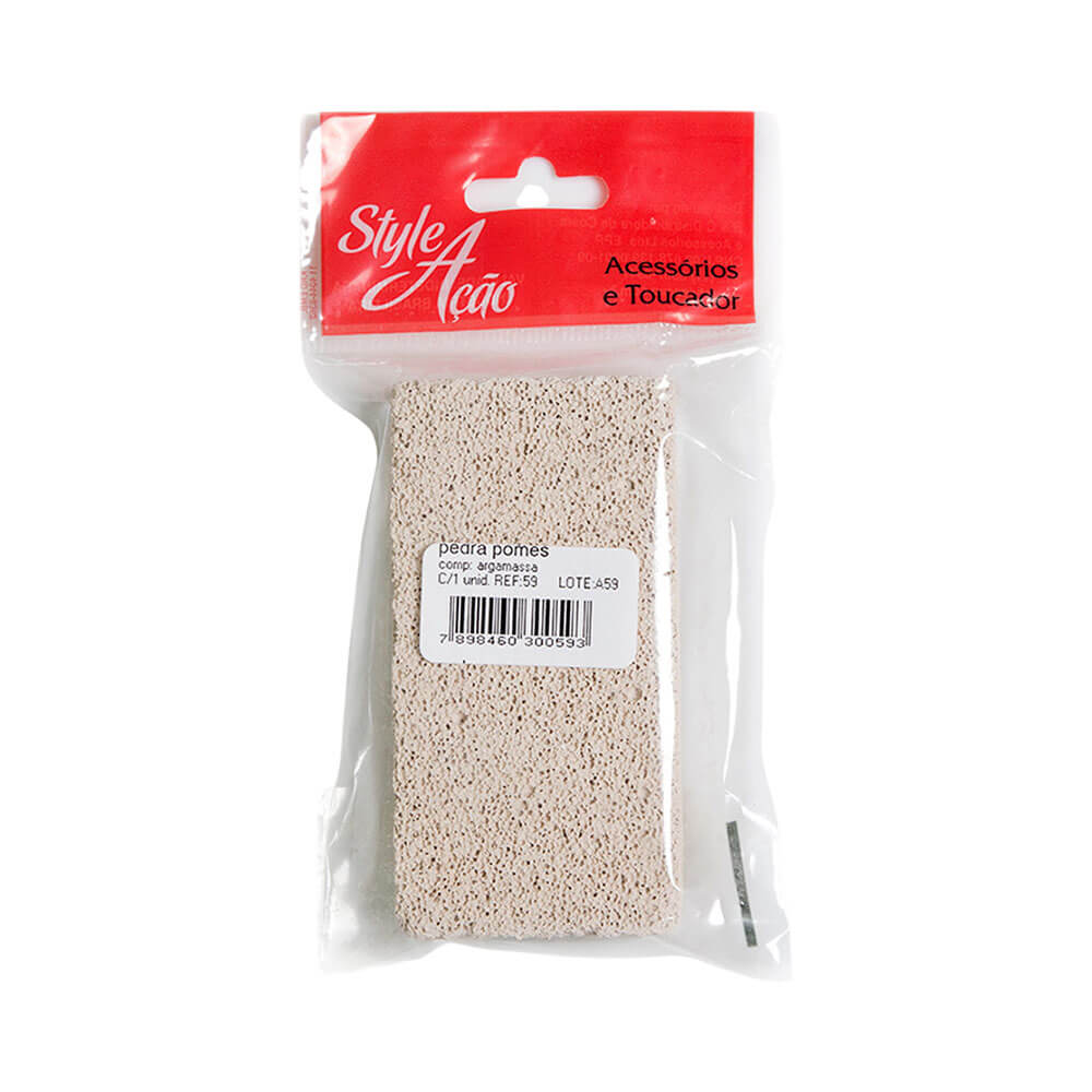 Pedra Pome Style Ação Profissional 59 em embalagem transparente com etiqueta e fundo branco